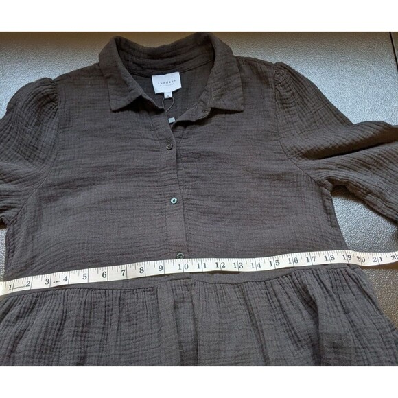 We Are Sundays Black Sage Shirt Dress Maxi Midi Collared Pockets Small - Picture 4 of 9